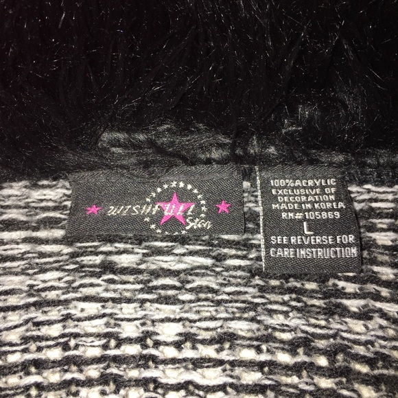 {Forever} Black & White Marl Fur-Trimmed Cardigan - Picture 3 of 8